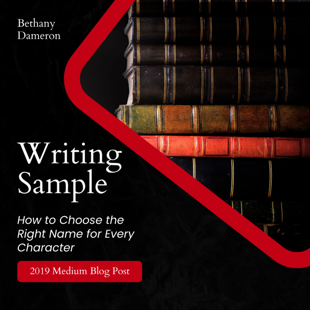 Writing Sample Featured Image - How to Choose the Right Name for Every Character - 2019