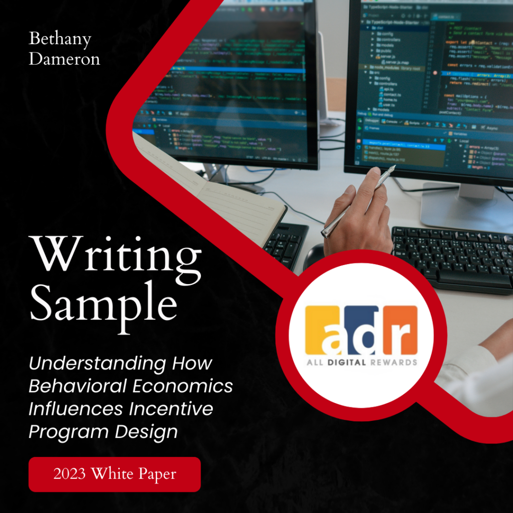 Writing Sample Featured Image - ADR White Paper Understanding How Behavioral Economics Influences Incentive Program Design